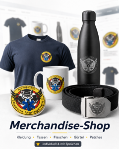Merchandise-Shop des Rettungsdienst Institut mit T-Shirt, Tasse, Trinkflasche, Gürtel und Patch für Rettungsdienst und Führungskräfte
