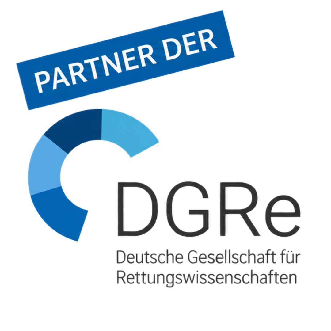 Partnerlogo der Deutschen Gesellschaft für Rettungswissenschaften (DGRe) mit dem Schriftzug „Partner der“.
